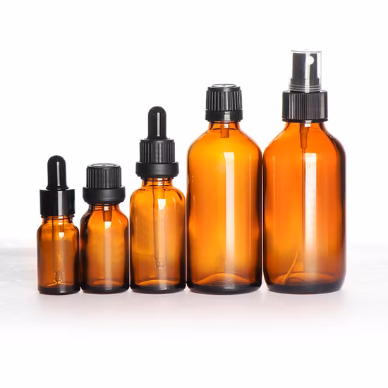 20% off Wholesale Cosmetic Packaging Amber Glass Bottle 30ml with Glass Dropper for Essential Oil