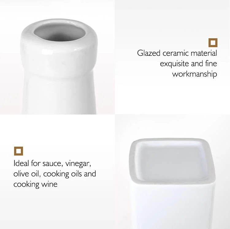 Good Quality Custom White Ceramic Cruet Set Kitchen Porcelain Vinegar Oil Dispenser Bottle