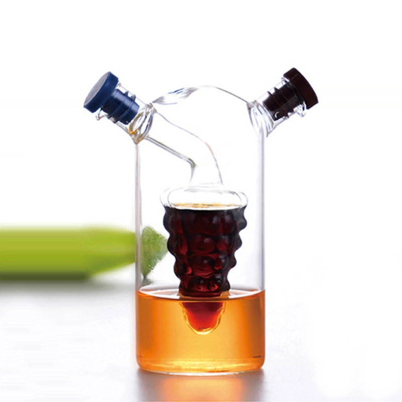 Spice Cruet Oil &amp; Vinegar Glass Bottles with Silicone Wooden Corks Stopper Homeware Anti-Leaking Oil Pot Kitchen Supplies Seasoning Tank Bottle
