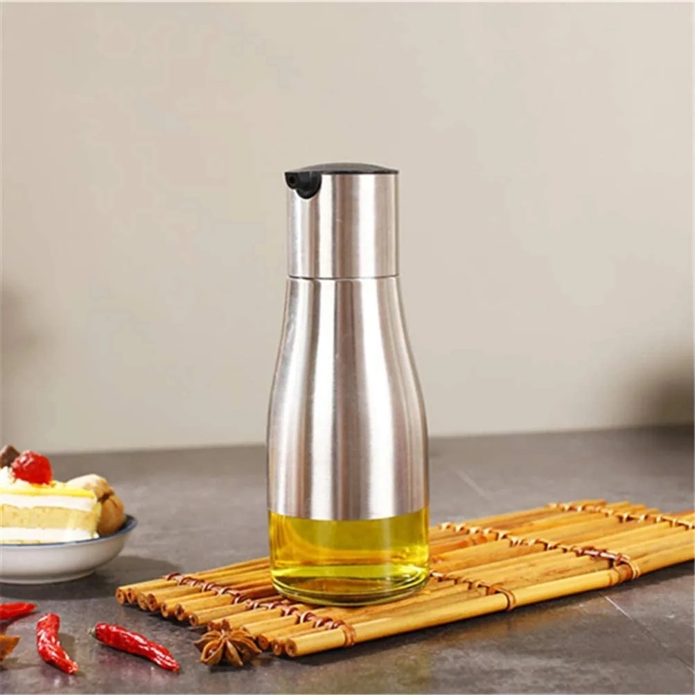 Anti-Corrosion Controllable Clear Glass Stainless Steel Olive Oil Dispenser Bottle Oil Vinegar Cruet Bottle Milk Oil Bottle