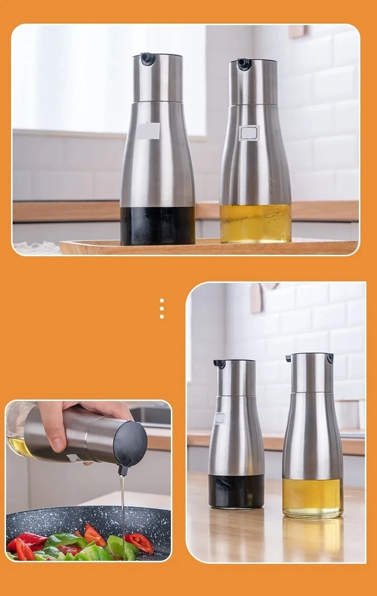 Anti-Corrosion Controllable Clear Glass Stainless Steel Olive Oil Dispenser Bottle Oil Vinegar Cruet Bottle Milk Oil Bottle