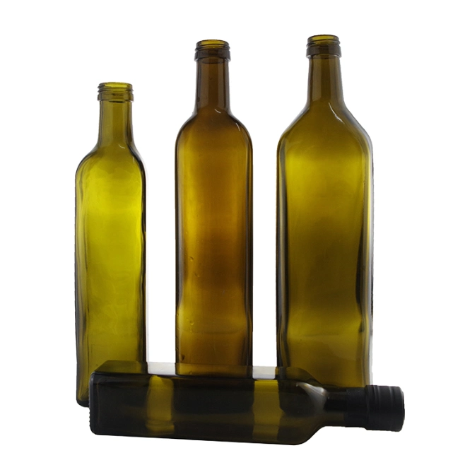 Top Quality Empty Square Dark Green Cooking Olive Oil Glass Bottle