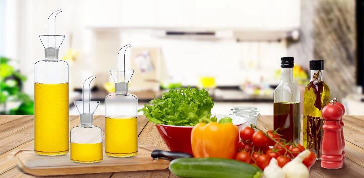 Cooking Dispenser Glass Bottles Kitchen Sprayer 300ml Cruet Olive Oil and Vinegar Dispensers Bottle