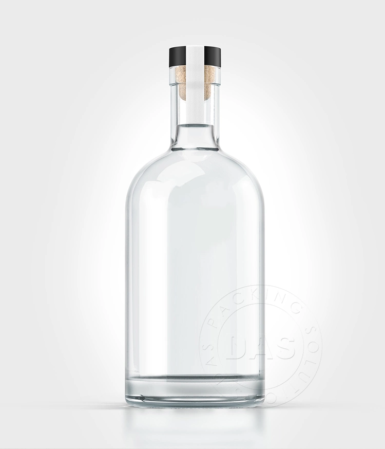 700ml 750ml 1000ml Clear Black Nordic Round Empty Rum Whisky Spirit Gin Vodka Glass Liquor Bottle with Cork Cap 100ml 200ml 375ml 500ml