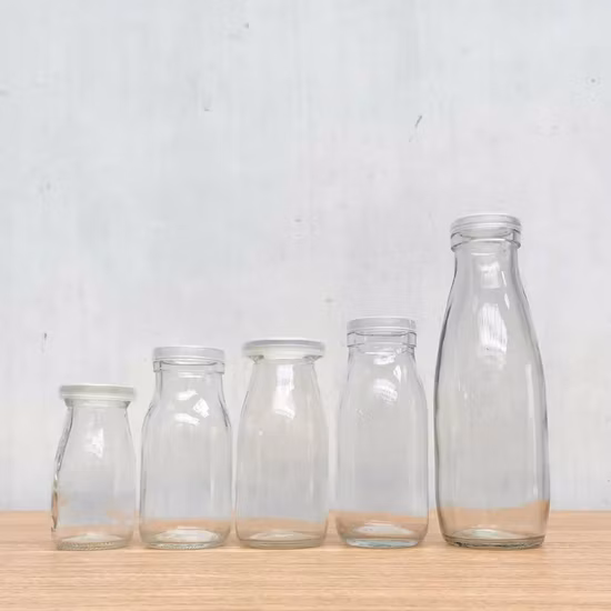 Empty Glass Milk Tea Beverage Bottles