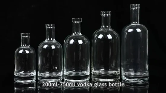 Stocked 375ml 500ml 700ml 1000ml Offset Painting Empty Glass Bottle for Vodka Liquor Wine with Polymer Cork Screw Cap