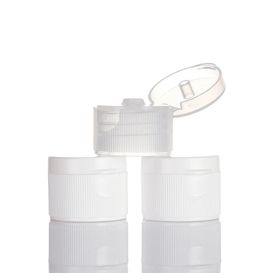 28mm Plastic Cap for Flip Top Cap Bottle in Ribbed White Colors