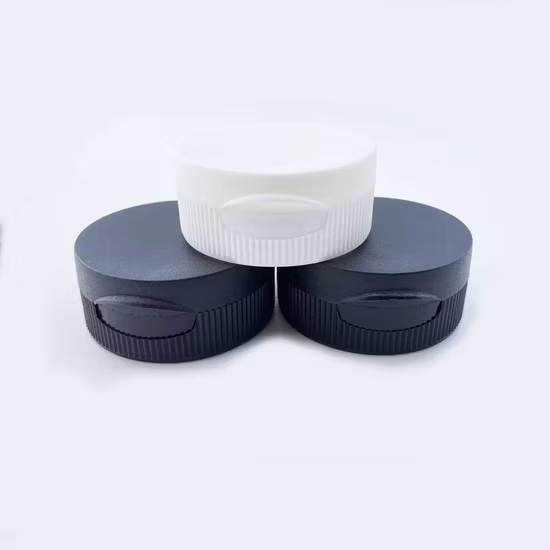 28mm Plastic Cap for Flip Top Cap Bottle in Ribbed White Colors